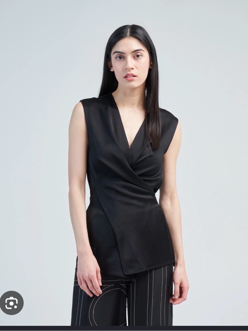 Toteme Black Sleeveless Wrap Blouse